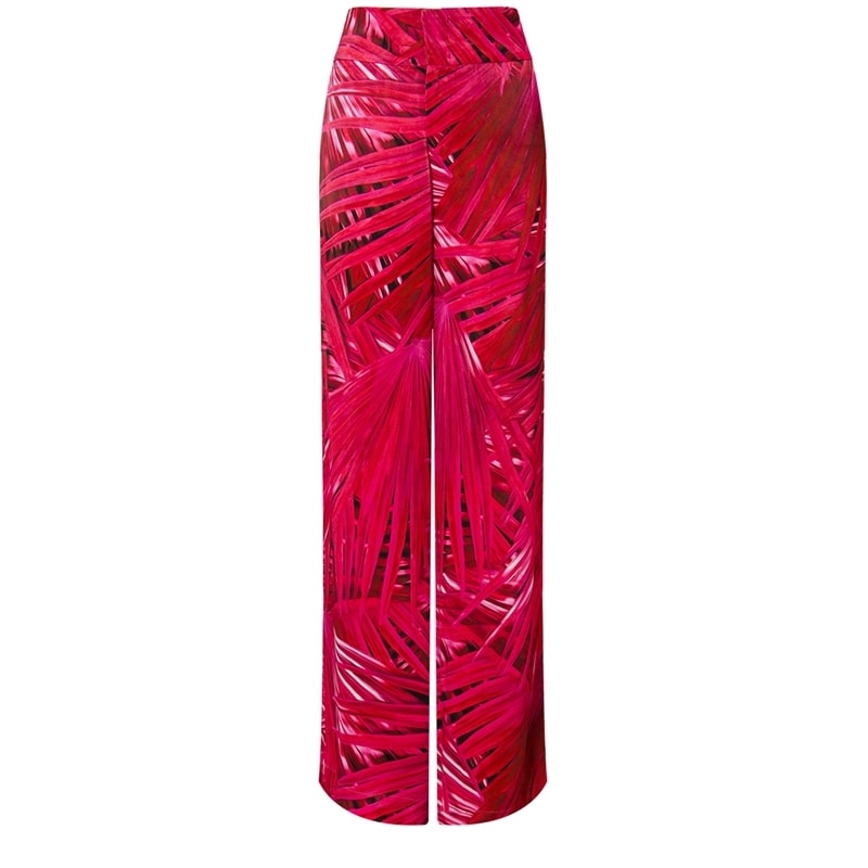 CHOLET - CALÇA PANTALONA CETIM EST. PALMEIRA - PINK
