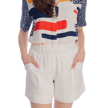 CHOLET - Shorts Liocel com elastico e barra italiana off white