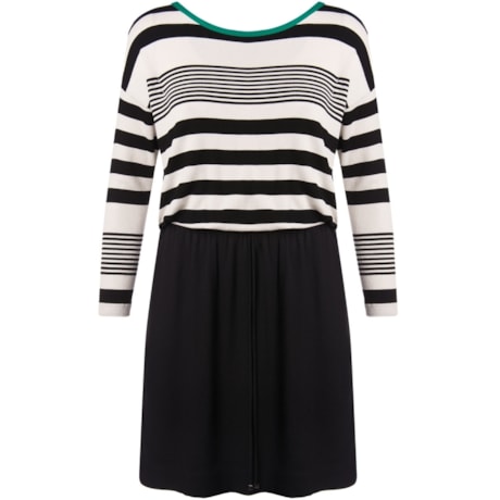 CHOLET - VESTIDO CURTO BLUSADO LISTRAS CANELADO - P&B
