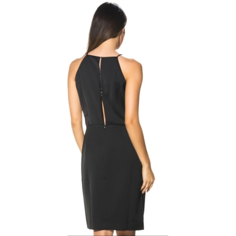 CHOLET - VESTIDO CURTO DE CREPE ACETINADO - PRETO