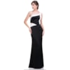 CHOLET - VESTIDO DE FESTA LONGO CREPE ACETINADO BICOLOR UM OMBRO SÓ - PRETO