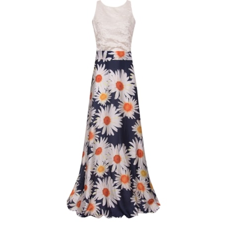 CHOLET - VESTIDO DE FESTA LONGO FLORAL ESTAMPA MARGARIDA - MARINHO CHOLET - VESTIDO DE FESTA LONGO FLORAL ESTAMPA MARGARIDA - MARINHO