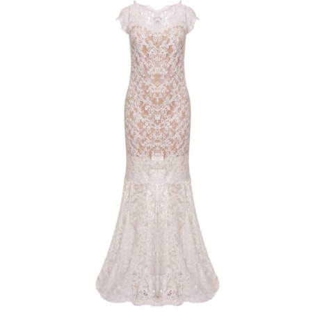 CHOLET - VESTIDO DE FESTA  LONGO RENDADO COM CORPETE - OFF WHITE CHOLET - VESTIDO DE FESTA  LONGO RENDADO COM CORPETE - OFF WHITE