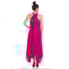CHOLET - VESTIDO DE FESTA MIDI CHIFFON PREGAS TRANSPASSE COSTAS - FÚCSIA