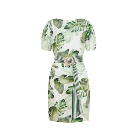 CHOLET - VESTIDO DE VISCOSE MANGUINHA ESTAMPA FOLHAGEM COM CINTO CHOLET - VESTIDO DE VISCOSE MANGUINHA ESTAMPA FOLHAGEM COM CINTO