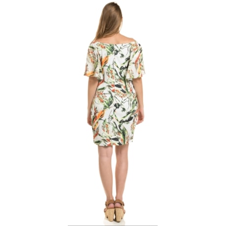 CHOLET - VESTIDO ESTAMPA GARDEN MANGA SINO FLUIDA - OFF WHITE CHOLET - VESTIDO ESTAMPA GARDEN MANGA SINO FLUIDA - OFF WHITE