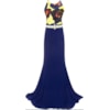 CHOLET - VESTIDO LONGO CORPO ESTAMPA ORQUIDEA - AZUL ROYAL