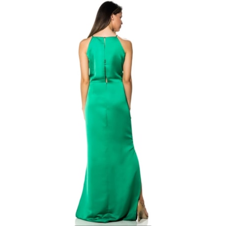 CHOLET - VESTIDO LONGO DE CREPE ACETINADO - VERDE