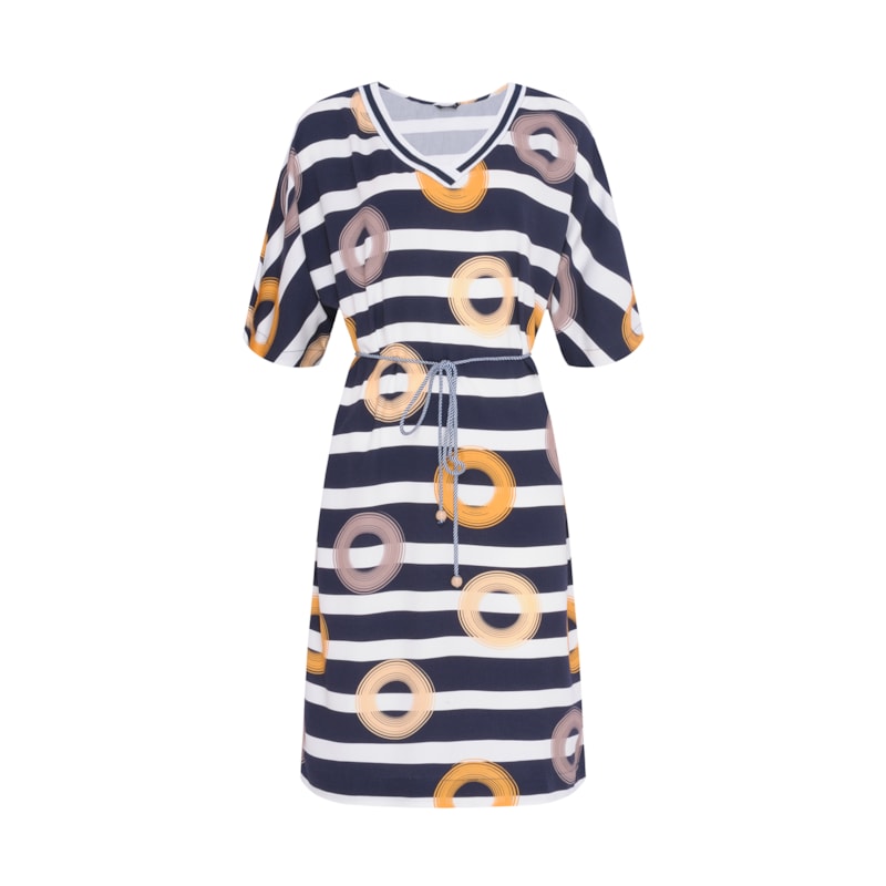 CHOLET- Vestido Manguinha Estampa Argolas com cinto CHOLET- Vestido Manguinha Estampa Argolas com cinto