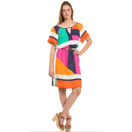 CHOLET - VESTIDO VISCOSE ESTAMPADO RAGLÃ COM CINTO - OFF WHITE CHOLET - VESTIDO VISCOSE ESTAMPADO RAGLÃ COM CINTO - OFF WHITE