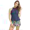 CHOPPER - BLUSA JEANS PEPLUM GOLA LAÇO - JEANS