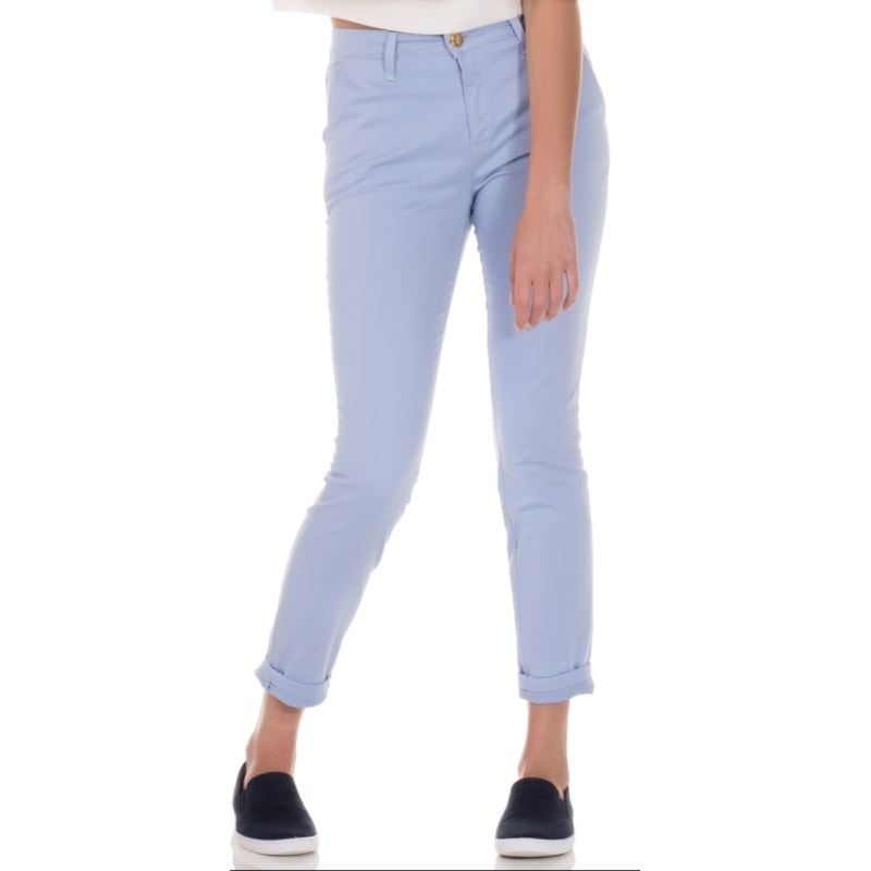 CHOPPER - CALÇA JEANS COLOR CINTURA ALTA COM LYCRA - AZUL CLARO CHOPPER - CALÇA JEANS COLOR CINTURA ALTA COM LYCRA - AZUL CLARO