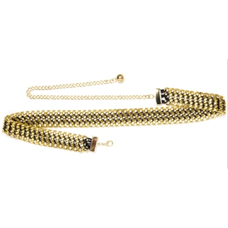 CINTO 3 CORRENTES COM FITA COURO - DOURADO