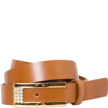 CINTO COURO STRASS - CARAMELO