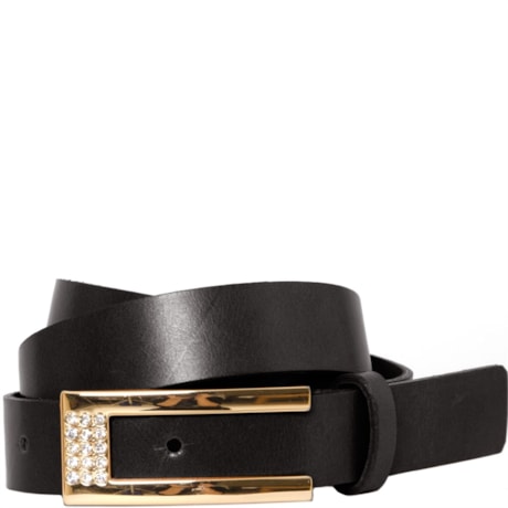 CINTO COURO STRASS - PRETO