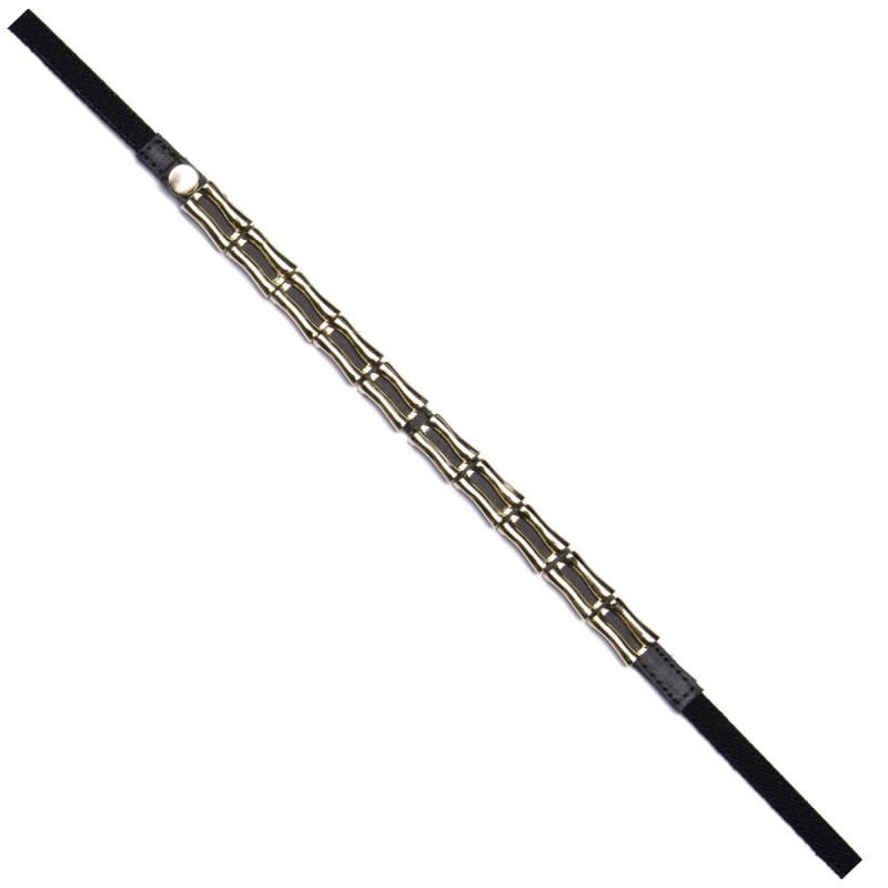 CINTO ELÁTICO CAPITOLLIUM FIVELA VAZADA  DOURADO - PRETO