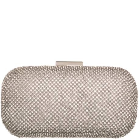 CLUTCH CAPITOLLIUM BORDAS ARREDONDADAS MALHA PONTOS STRASS - PRATA