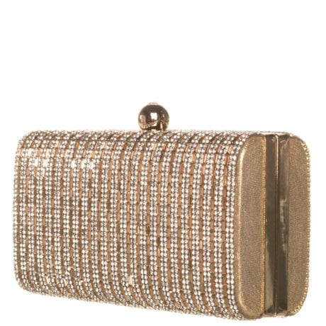 CLUTCH CAPITOLLIUM REATNGULAR PEDRAS CRISTAIS - DOURADO