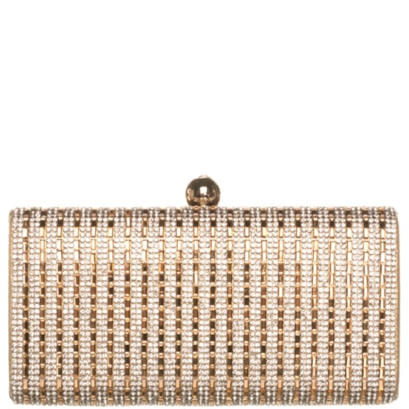 CLUTCH CAPITOLLIUM REATNGULAR PEDRAS CRISTAIS - DOURADO