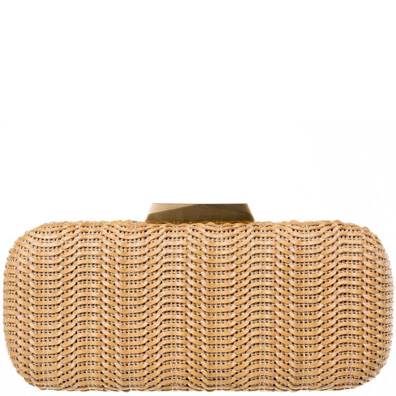 CLUTCH DONNA BRASIL COURO FAKE ENTRELAÇADO - BEGE