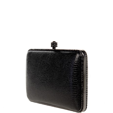 CLUTCH DONNA BRASIL ESTAMPA TEXTURIZADA  CRISTAIS AUSTRÍACOS NAS BORDAS E FECHO - PRETO