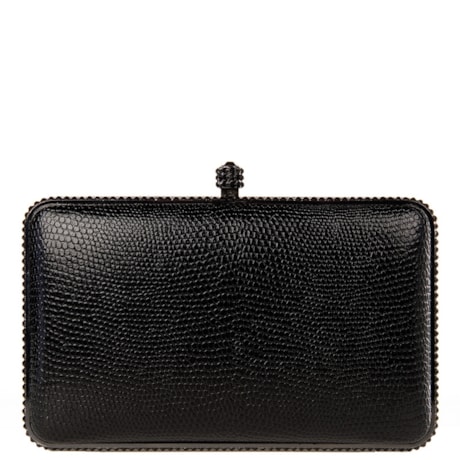 CLUTCH DONNA BRASIL ESTAMPA TEXTURIZADA  CRISTAIS AUSTRÍACOS NAS BORDAS E FECHO - PRETO