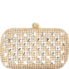 CLUTCH FRENTE STRASS + CHATONS FECHO CRISTAL COM COSTAS LISA - DOURADO