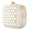 CLUTCH FRENTE STRASS + CHATONS FECHO CRISTAL COM COSTAS LISA - PRATA