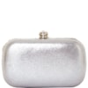 CLUTCH FRENTE STRASS + CHATONS FECHO CRISTAL COM COSTAS LISA - PRATA