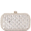 CLUTCH FRENTE STRASS + CHATONS FECHO CRISTAL COM COSTAS LISA - PRATA
