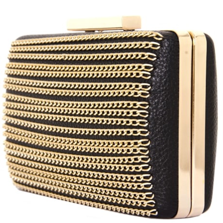 CLUTCH LISA GRANDE FRENTE CORRENTE - PRETO