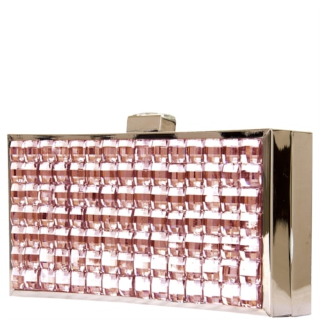 CLUTCH METAL/ CRISTAIS RETANGULAR GRANDE - SALMÃO