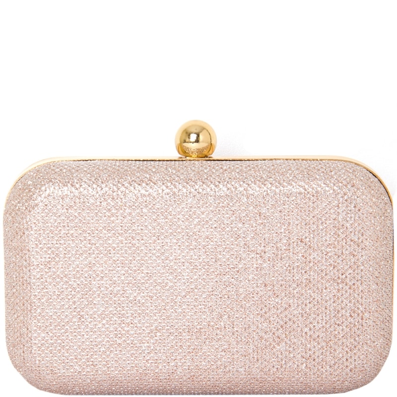CLUTCH PEQUENA GLITTER COM FECHO BOLA LISA - DOURADO