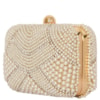 CLUTCH PEQUENA PÉROLAS C/ STRASS ACAB. DOURADO - OFF WHITE