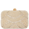 CLUTCH PEQUENA PÉROLAS C/ STRASS ACAB. DOURADO - OFF WHITE