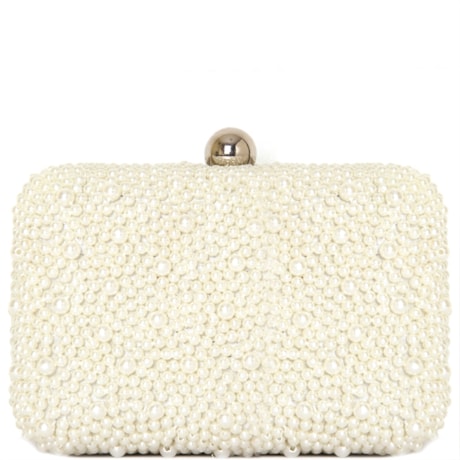 CLUTCH PEQUENA PÉROLAS FECHO LISO - OFF WHITE