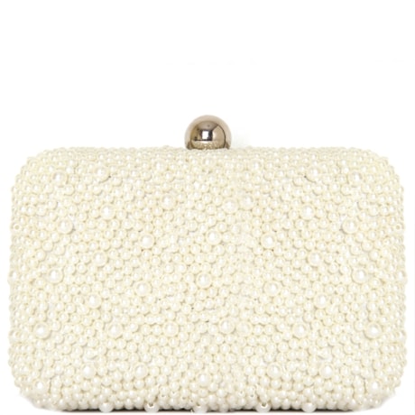 CLUTCH PEQUENA PÉROLAS FECHO LISO - OFF WHITE