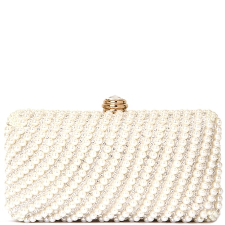clutch pérolas/ cristais retangular curvo - PÉROLA
