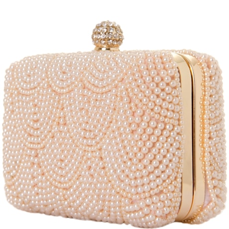 CLUTCH PÉROLAS QUADRADA DESIGN LEQUES TUFI - OFF WHITE