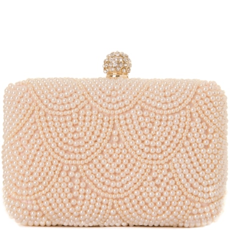 CLUTCH PÉROLAS QUADRADA DESIGN LEQUES TUFI - OFF WHITE