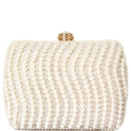 CLUTCH PÉROLAS/ STRASS ONDAS - OFF WHITE