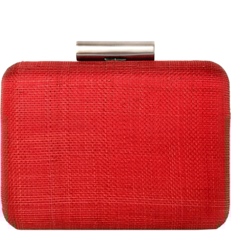 CLUTCH QUADRADA EM JUTA COM FECHO TUBO CLEO - VERMELHO