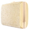 CLUTCH RETANGULAR CETIM LISA FRENTE STRASS - DOURADO