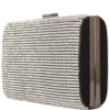 CLUTCH RETANGULAR CETIM LISA FRENTE STRASS - PRATA