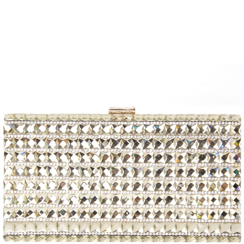 CLUTCH RETANGULAR GRANDE MICRO STRASS COM PLACAS - DOURADO