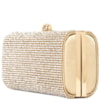CLUTCH RETANGULAR GRANDE STRASS FECHO BOLA LISA - DOURADO