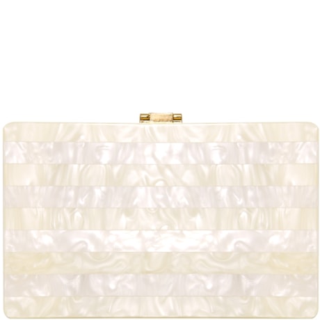CLUTCH RETANGULAR MADREPÉROLA LISTRADA - OFF WHITE