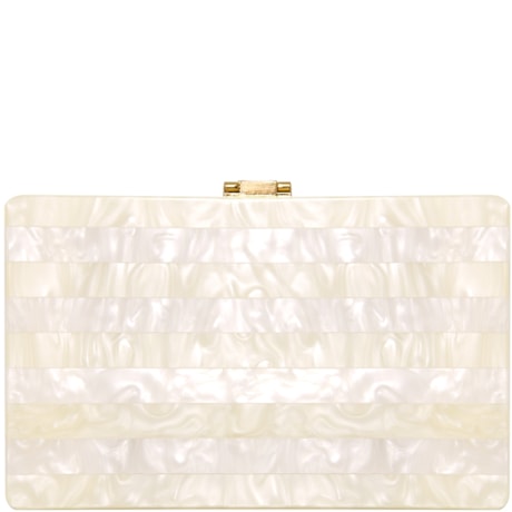 CLUTCH RETANGULAR MADREPÉROLA LISTRADA - OFF WHITE