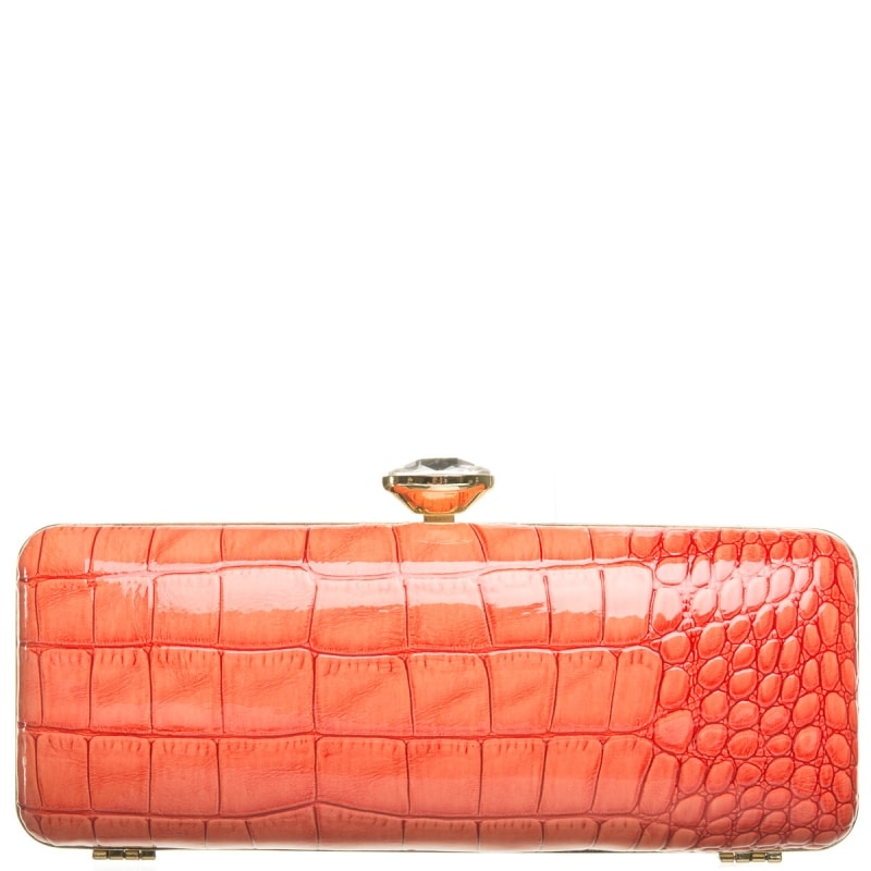 CLUTCH RETANGULAR SNAKE FECHO CRISTAL REDONDO - AMARELO