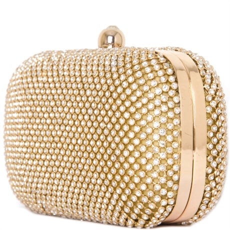 CLUTCH RETANGULAR STRASS FECHO COM STRASS - DOURADO